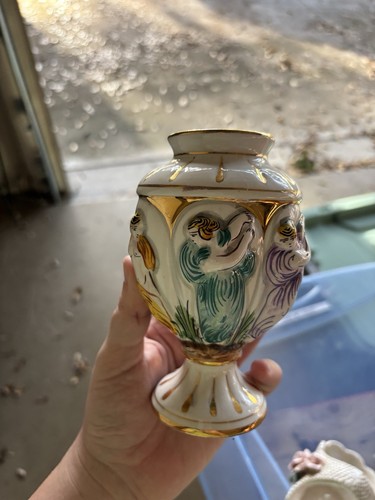 Alcobaca porcelain footed vase - alcobaca,